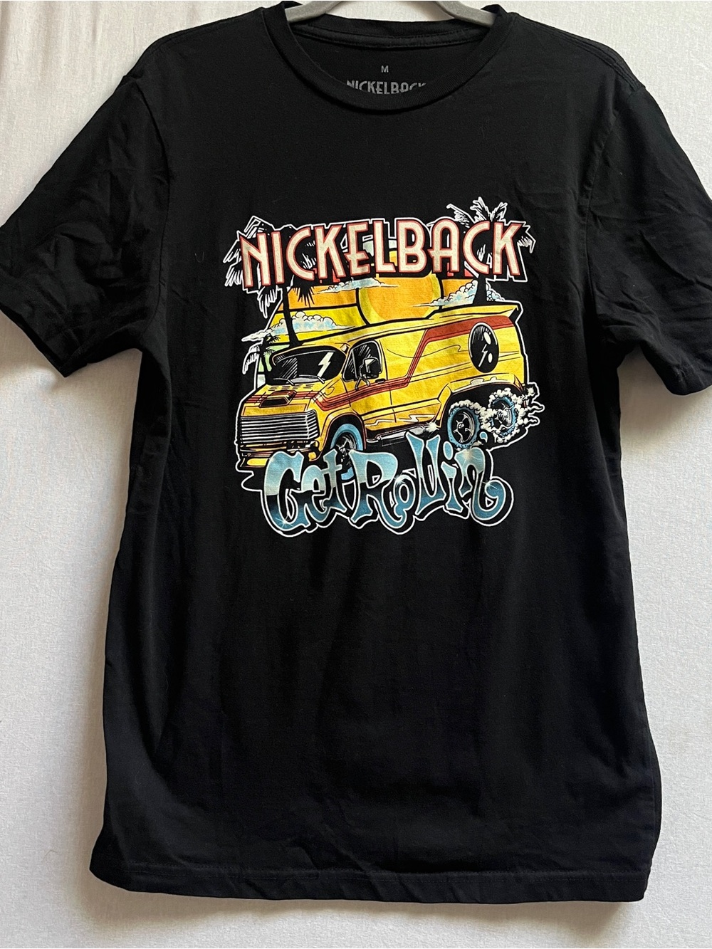 Official Nickelback Get Rollin Tour 2023 Graphic T-Shirt Mens Medium Black